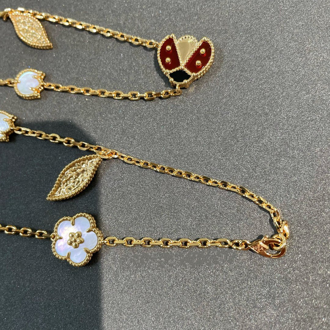 [Royal Jewelry]LUCKY SPRING 15 MOTIFS GOLD NECKLACE