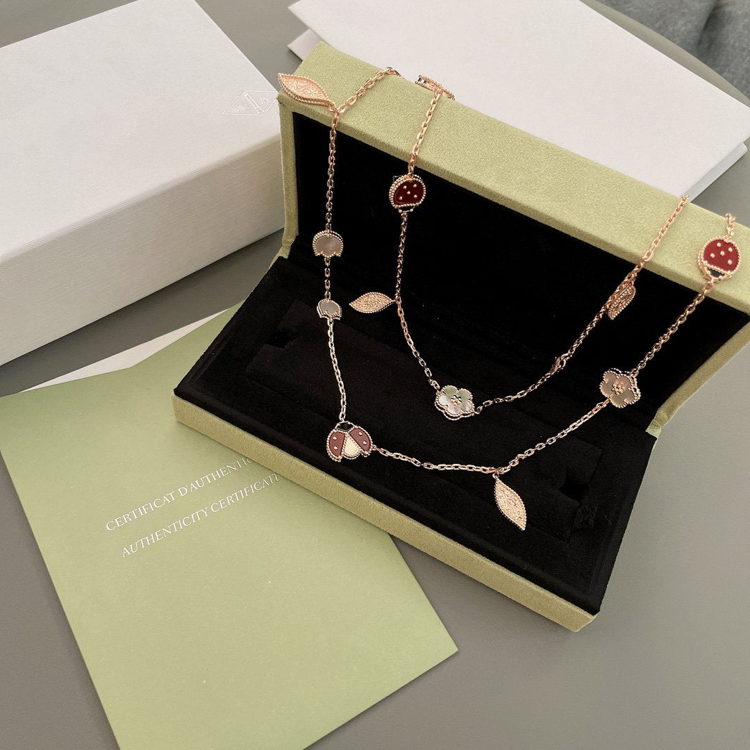 [Royal Jewelry]LUCKY SPRING 15 MOTIFS ROSE GOLD NECKLACE