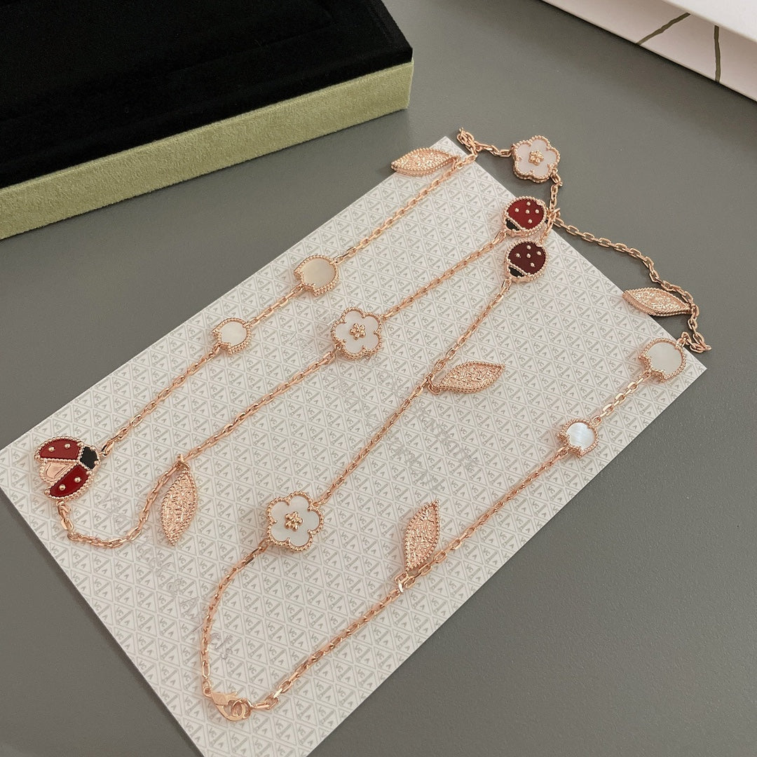 [Royal Jewelry]LUCKY SPRING 15 MOTIFS ROSE GOLD NECKLACE