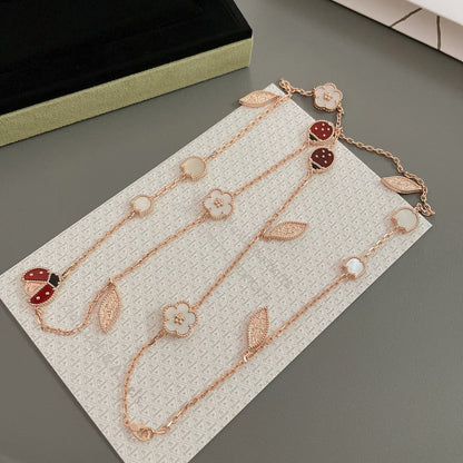 [Royal Jewelry]LUCKY SPRING 15 MOTIFS ROSE GOLD NECKLACE