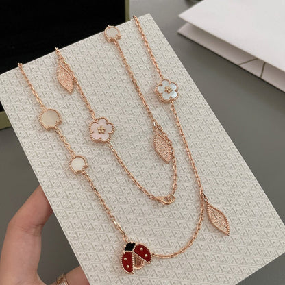 [Royal Jewelry]LUCKY SPRING 15 MOTIFS ROSE GOLD NECKLACE