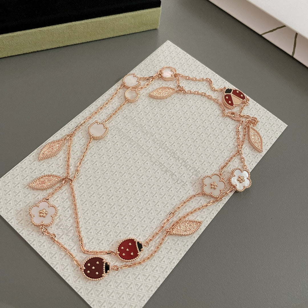 [Royal Jewelry]LUCKY SPRING 15 MOTIFS ROSE GOLD NECKLACE