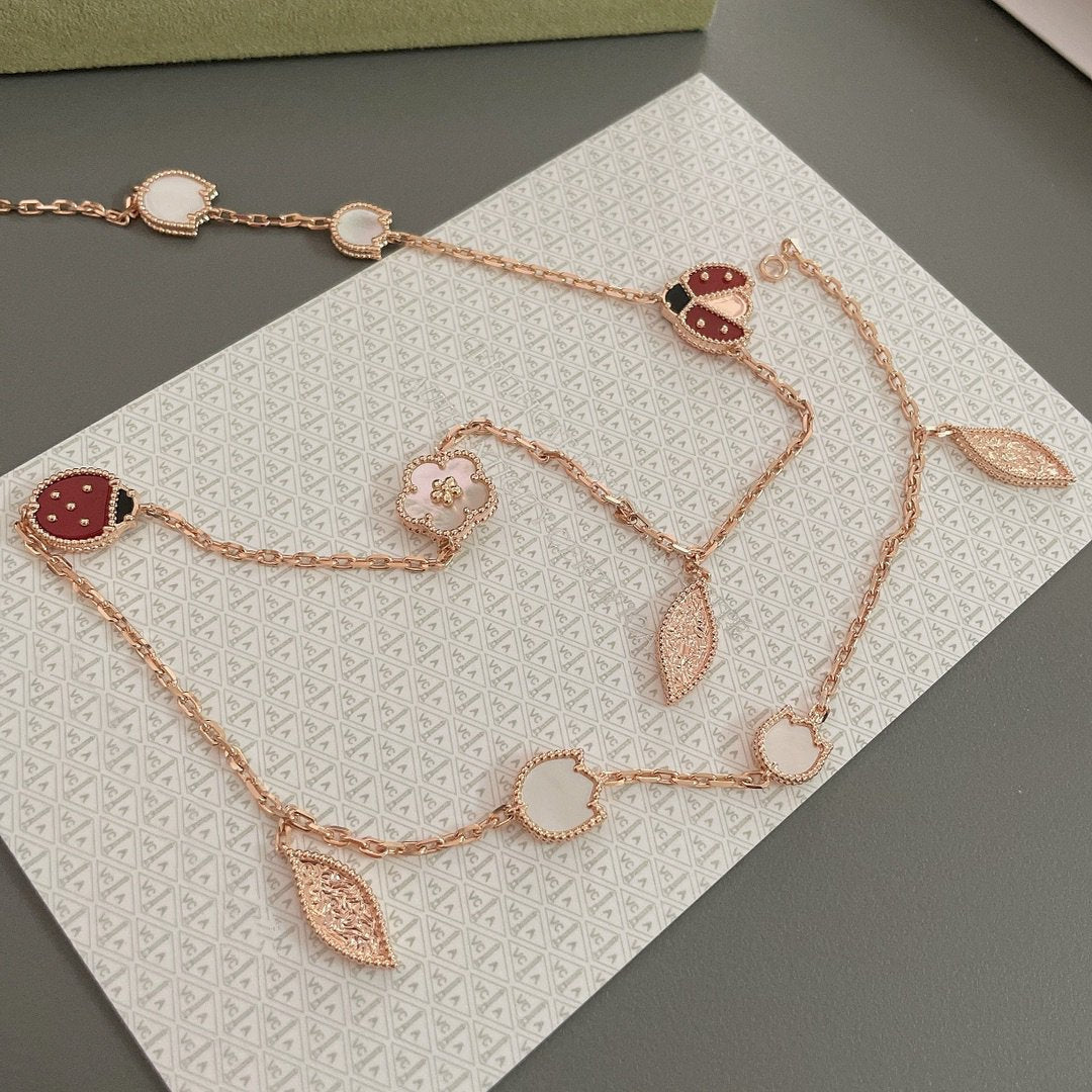[Royal Jewelry]LUCKY SPRING 15 MOTIFS ROSE GOLD NECKLACE