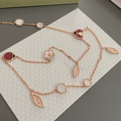 [Royal Jewelry]LUCKY SPRING 15 MOTIFS ROSE GOLD NECKLACE