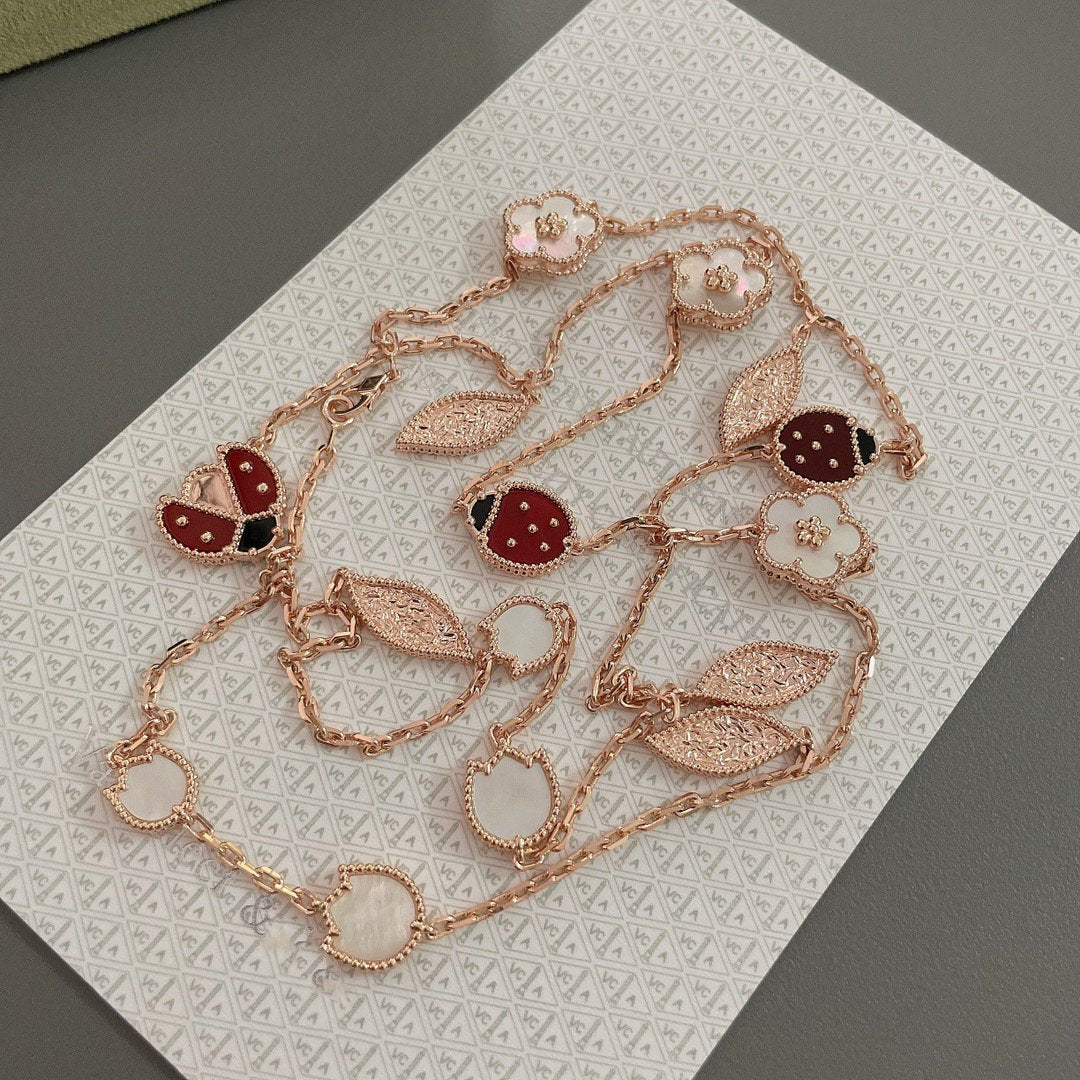 [Royal Jewelry]LUCKY SPRING 15 MOTIFS ROSE GOLD NECKLACE