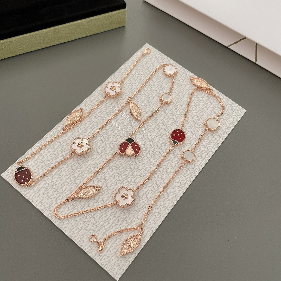 [Royal Jewelry]LUCKY SPRING 15 MOTIFS ROSE GOLD NECKLACE