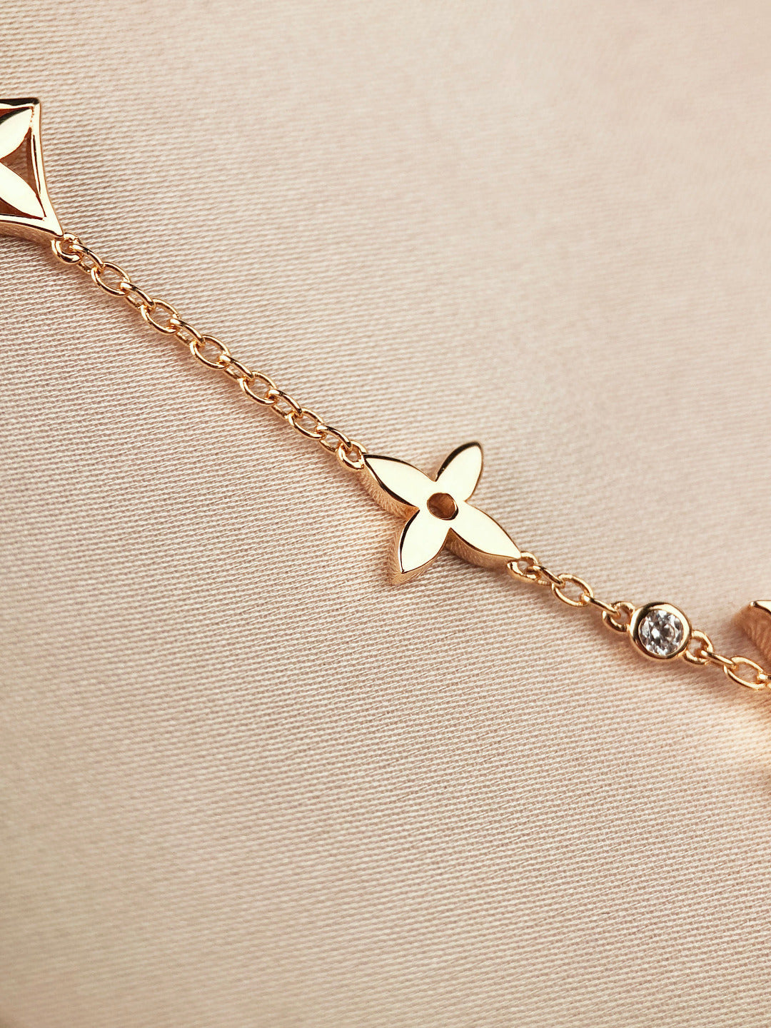 [Royal Jewelry]STAR AND SUN 7 MOTIFS GOLD BRACELET