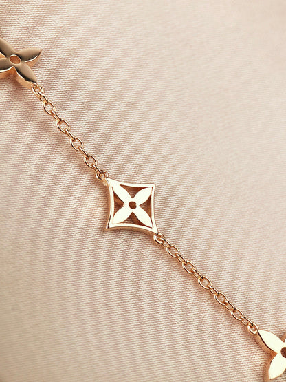 [Royal Jewelry]STAR AND SUN 7 MOTIFS GOLD BRACELET