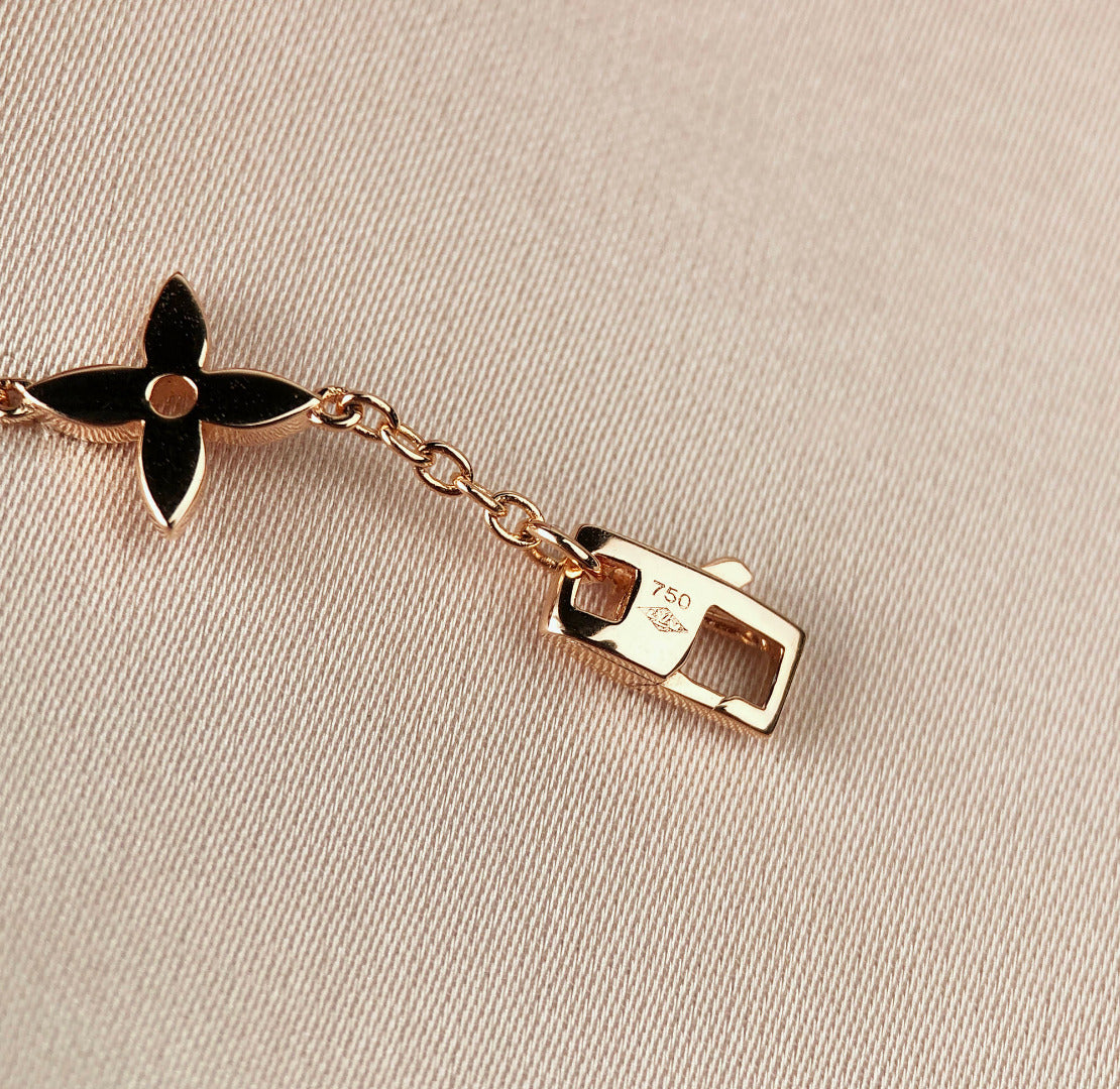 [Royal Jewelry]STAR AND SUN 7 MOTIFS GOLD BRACELET