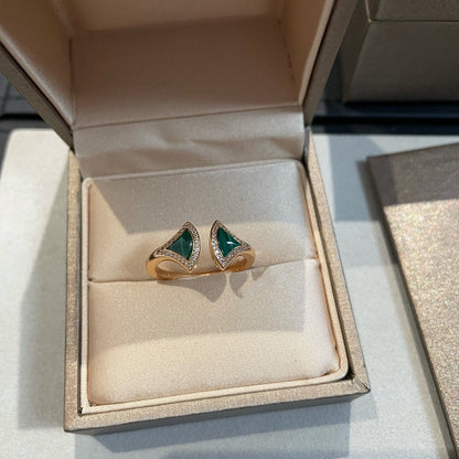 [Royal Jewelry]DREAM MALACHITE DIAMOND OPEN RING