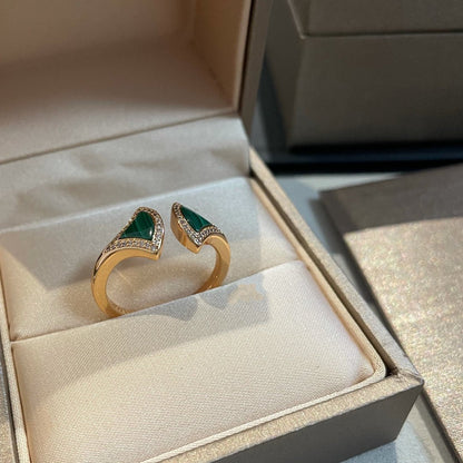 [Royal Jewelry]DREAM MALACHITE DIAMOND OPEN RING
