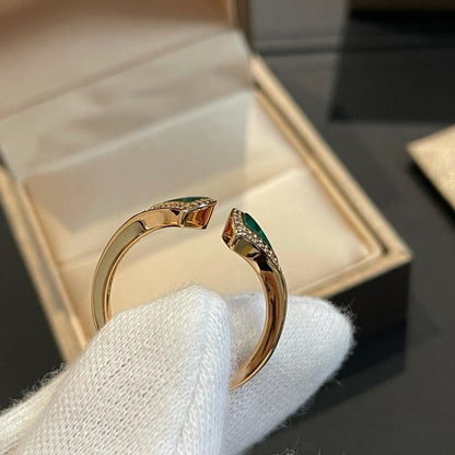 [Royal Jewelry]DREAM MALACHITE DIAMOND OPEN RING
