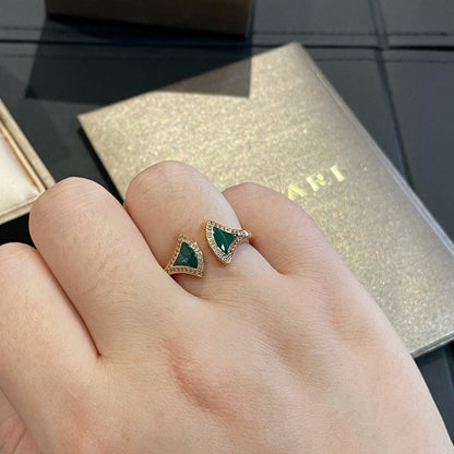 [Royal Jewelry]DREAM MALACHITE DIAMOND OPEN RING