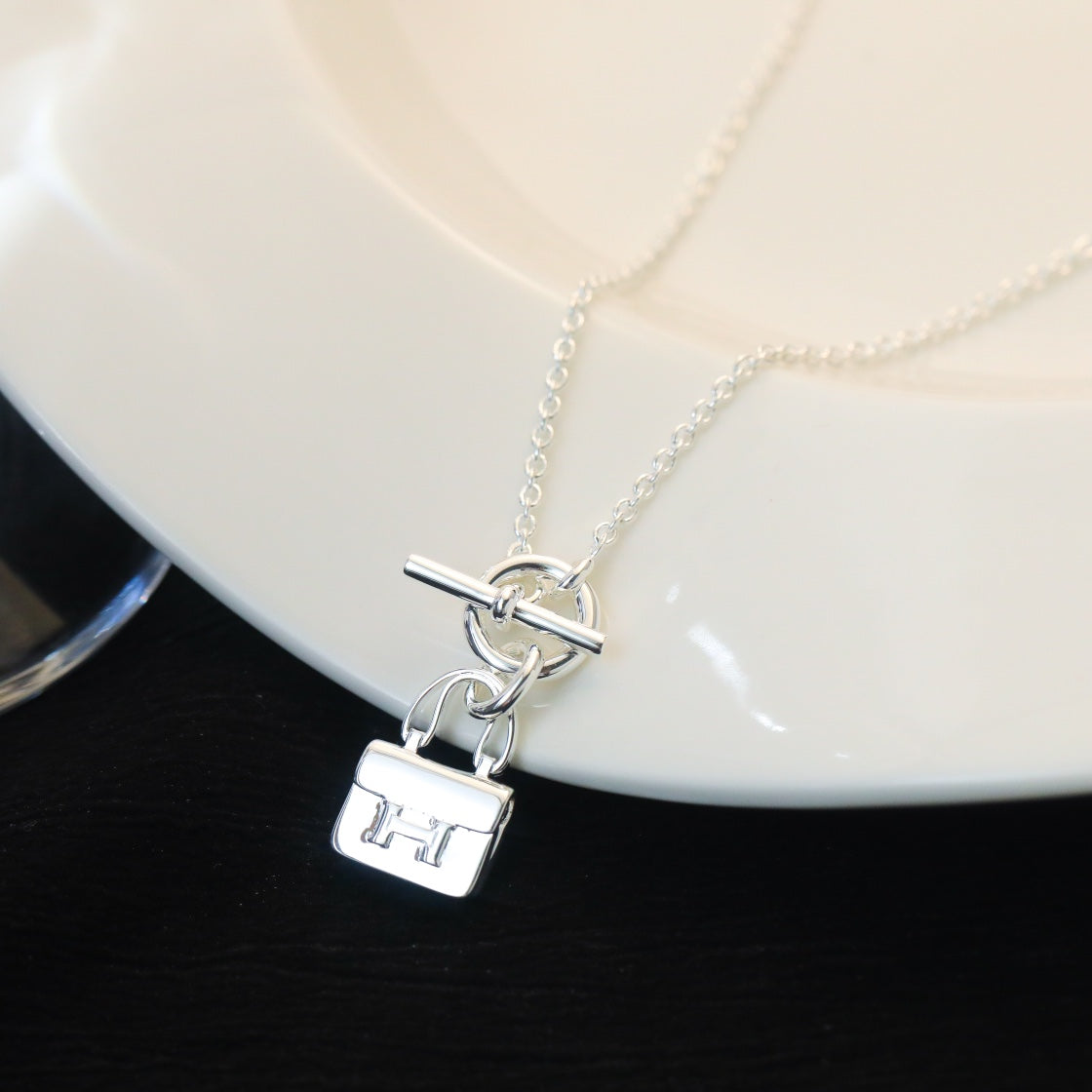[Royal Jewelry]POP H PEDANT SILVER NECKLACE