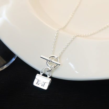 [Royal Jewelry]POP H PEDANT SILVER NECKLACE