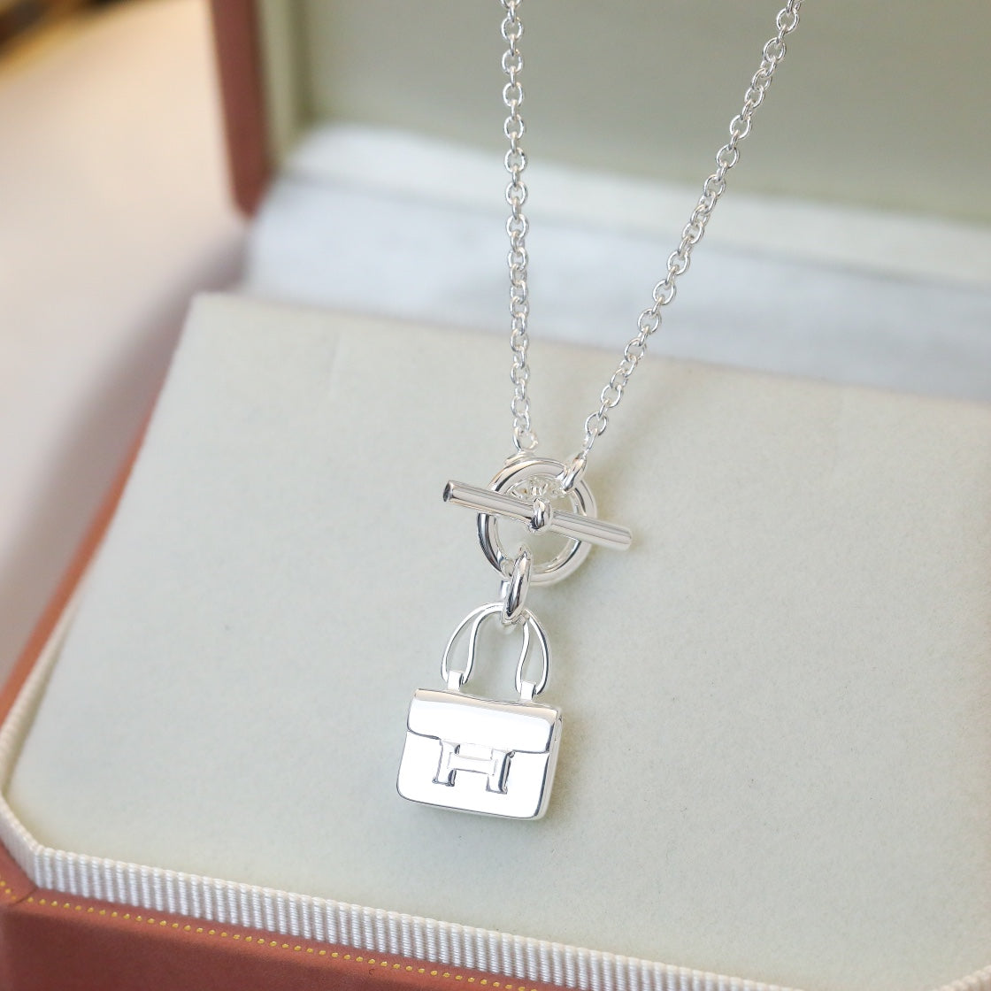 [Royal Jewelry]POP H PEDANT SILVER NECKLACE
