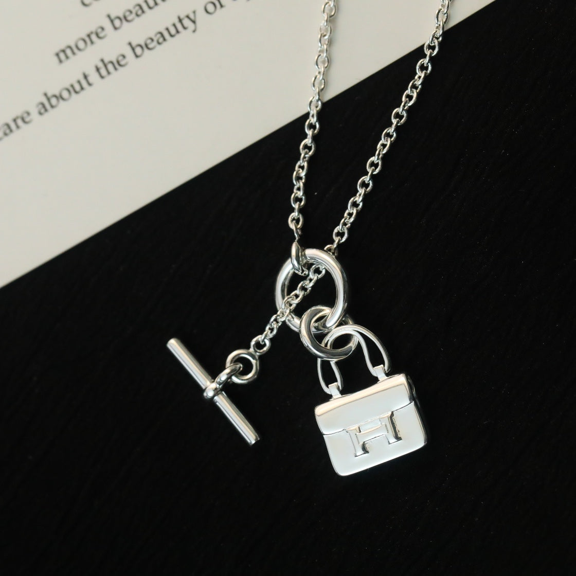 [Royal Jewelry]POP H PEDANT SILVER NECKLACE