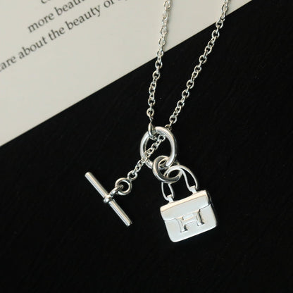 [Royal Jewelry]POP H PEDANT SILVER NECKLACE