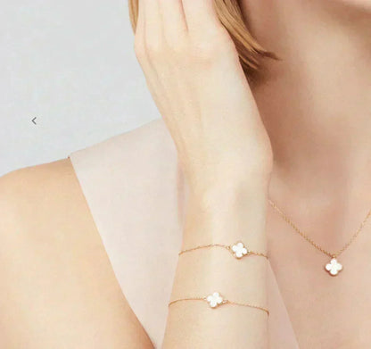 [Royal Jewelry]CLOVER MINI 9.5MM WHITE MOTHER-OF-PEARL NECKLACE