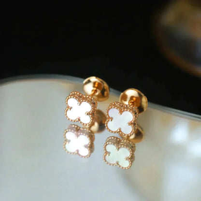 [Royal Jewelry]CLOVER MINI 9.5MM WHITE MOP EARRINGS