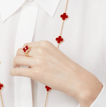 [Royal Jewelry]CLOVER CARNELIAN RING ROSE GOLD DIAMOND