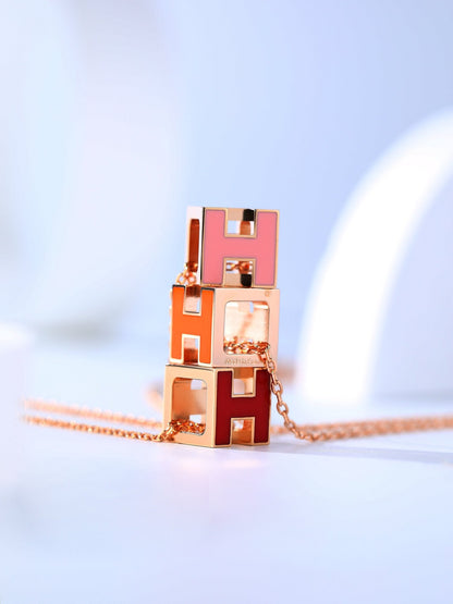 [Royal Jewelry]H CAGE PINK GOLD NECKLACE