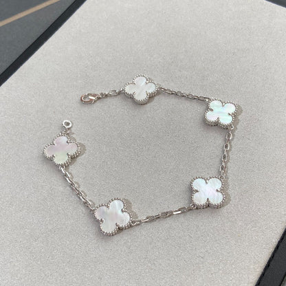 [Royal Jewelry]CLOVER SILVER MOP 5 MOTIF BRACELET