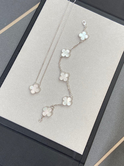 [Royal Jewelry]CLOVER SILVER MOP 5 MOTIF BRACELET