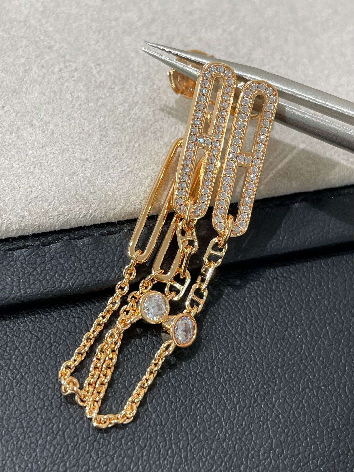 [Royal Jewelry]CHAINE CHAOS DIAMOND DROP EARRINGS