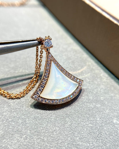 [Royal Jewelry]DREAM MOP DIAMOND PAVED PINK GOLD NECKLACE