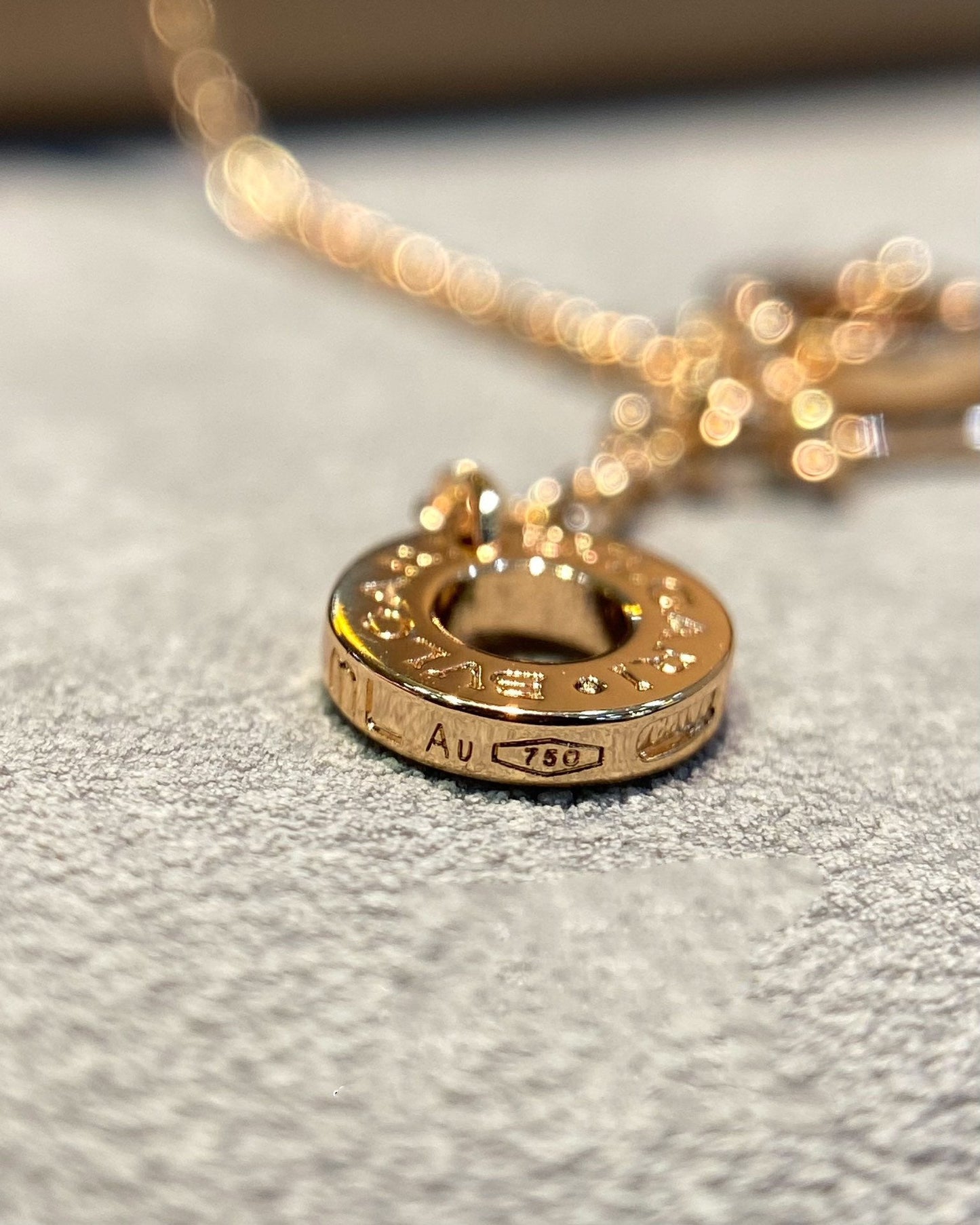 [Royal Jewelry]DREAM MOP DIAMOND PAVED PINK GOLD NECKLACE