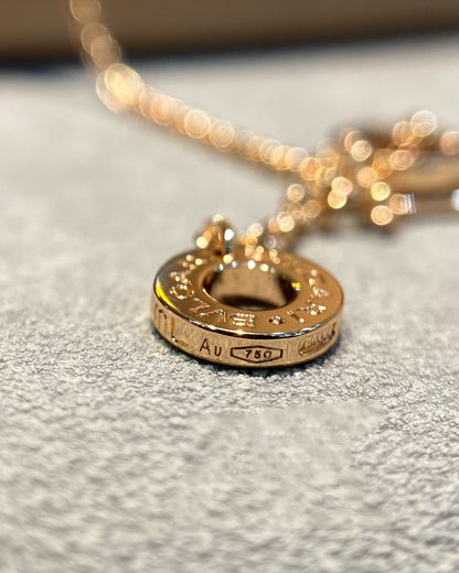 [Royal Jewelry]DREAM MOP DIAMOND PAVED PINK GOLD NECKLACE