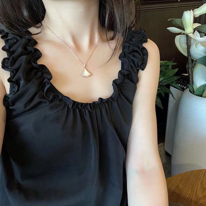 [Royal Jewelry]DREAM MOP DIAMOND PAVED PINK GOLD NECKLACE