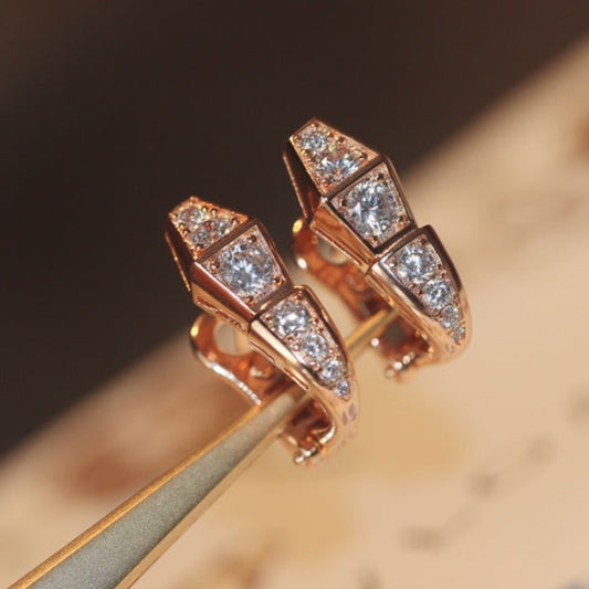[Royal Jewelry]SERPENT PINK GOLD DIAMOND EARRINGS
