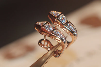 [Royal Jewelry]SERPENT PINK GOLD DIAMOND EARRINGS
