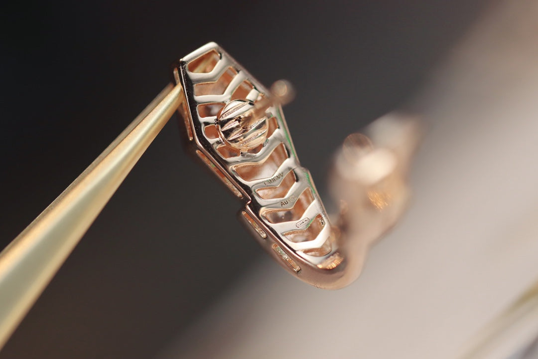 [Royal Jewelry]SERPENT PINK GOLD DIAMOND EARRINGS