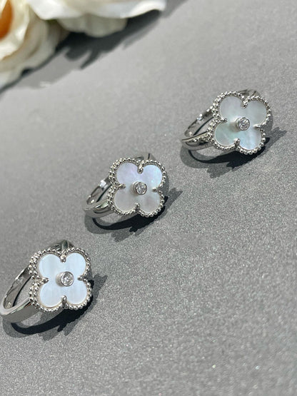 [Royal Jewelry]CLOVER SILVER MOP DIAMOND RING