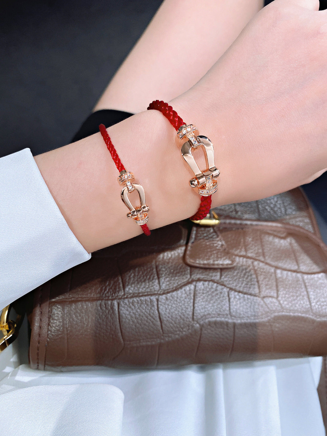 [Royal Jewelry]FORCE 10 HALF DIAMOND PINK GOLD RED CORDERI LARGE AND MEDIUM MODEL