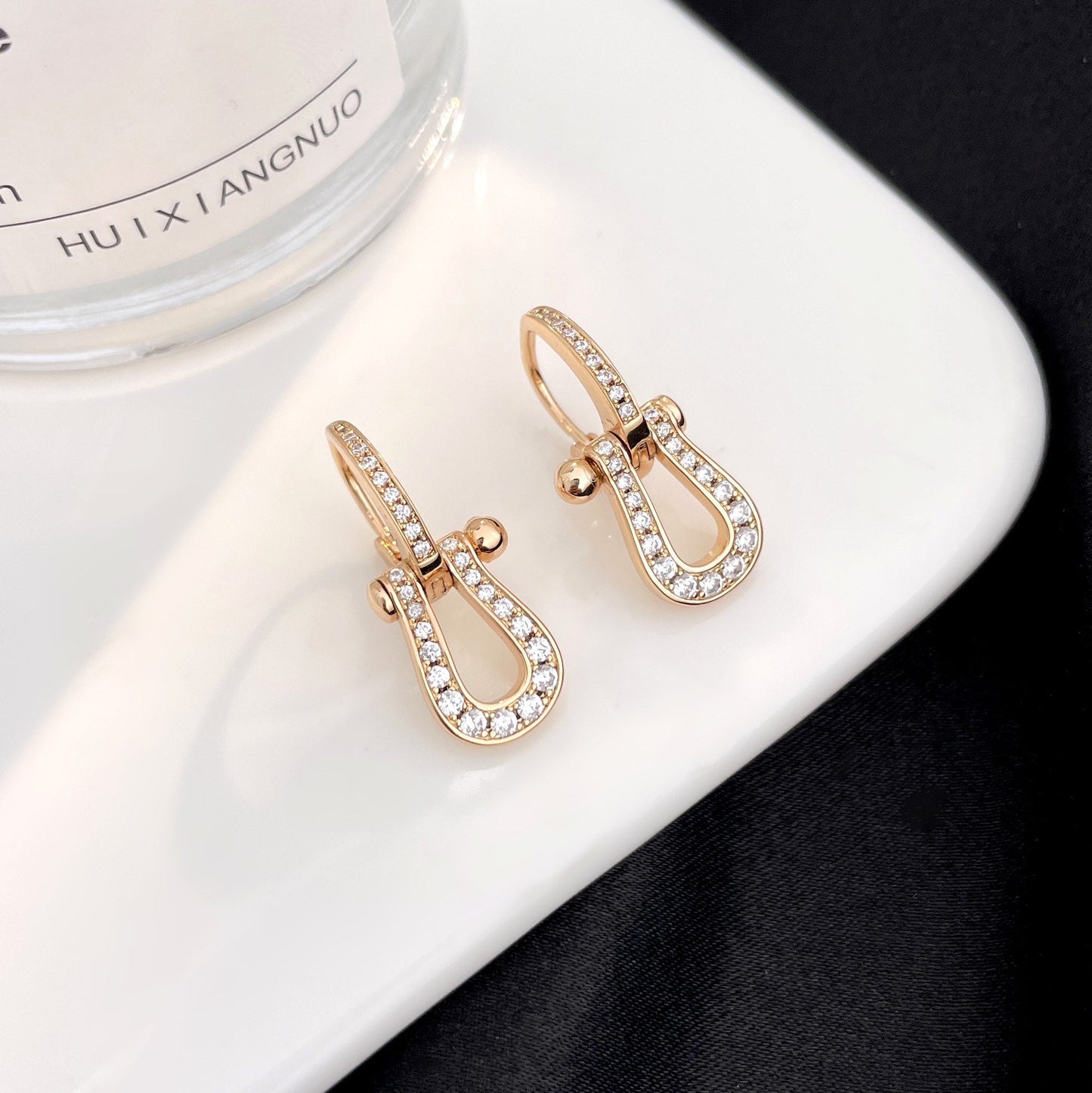 [Royal Jewelry]FORCE 10 FULL DIAMOND DROP EARRINGS MEDIUM MODEL
