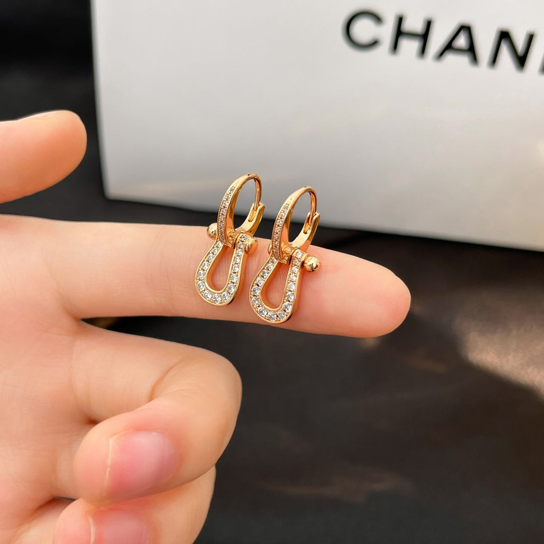 [Royal Jewelry]FORCE 10 FULL DIAMOND DROP EARRINGS MEDIUM MODEL
