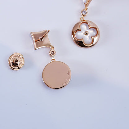 [Royal Jewelry]STAR AND SUN PINK GOLD MOP DROP EARRINGS