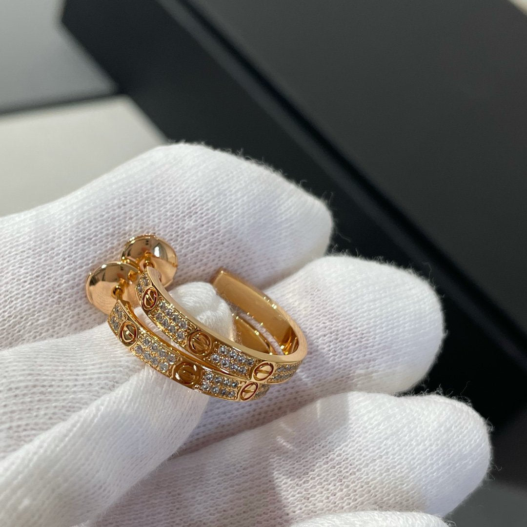 [Royal Jewelry]LOVE DIAMOND PINK GOLD HOOP EARRINGS