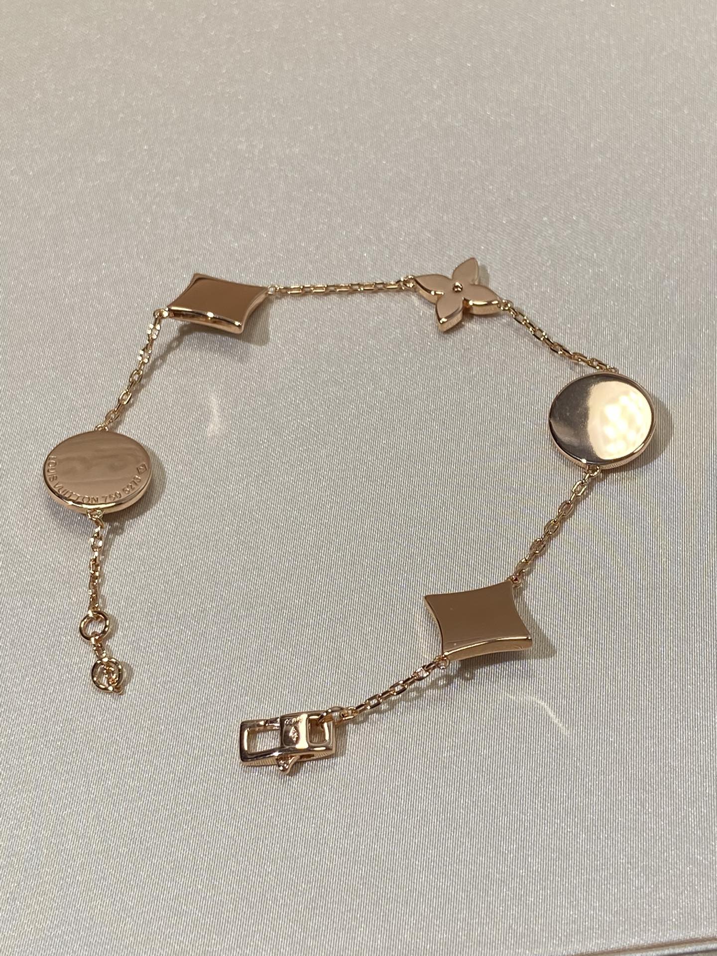 [Royal Jewelry]STAR AND SUN 5 MOTIF MOP PINK GOLD BRACELET