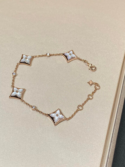 [Royal Jewelry]STAR 4 MOTIF MOP DIAMOND PINK GOLD BRACELET