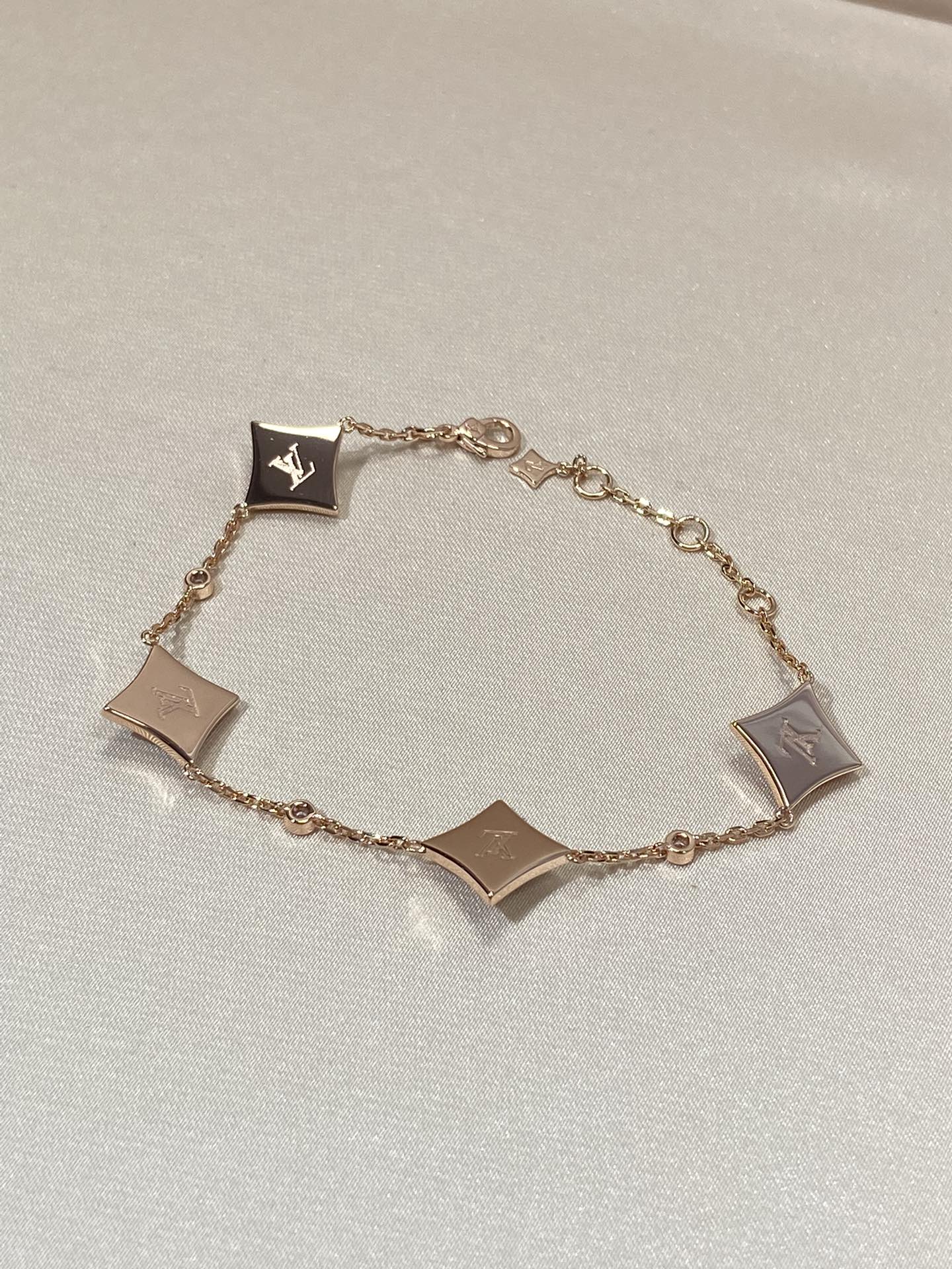 [Royal Jewelry]STAR 4 MOTIF MOP DIAMOND PINK GOLD BRACELET