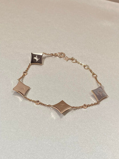 [Royal Jewelry]STAR 4 MOTIF MOP DIAMOND PINK GOLD BRACELET