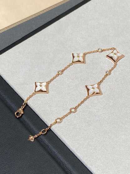 [Royal Jewelry]STAR 4 MOTIF MOP DIAMOND PINK GOLD BRACELET