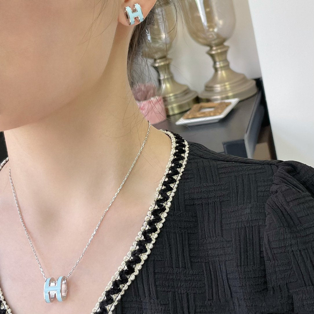 [Royal Jewelry]POP H SKY BLUE NECKLACE