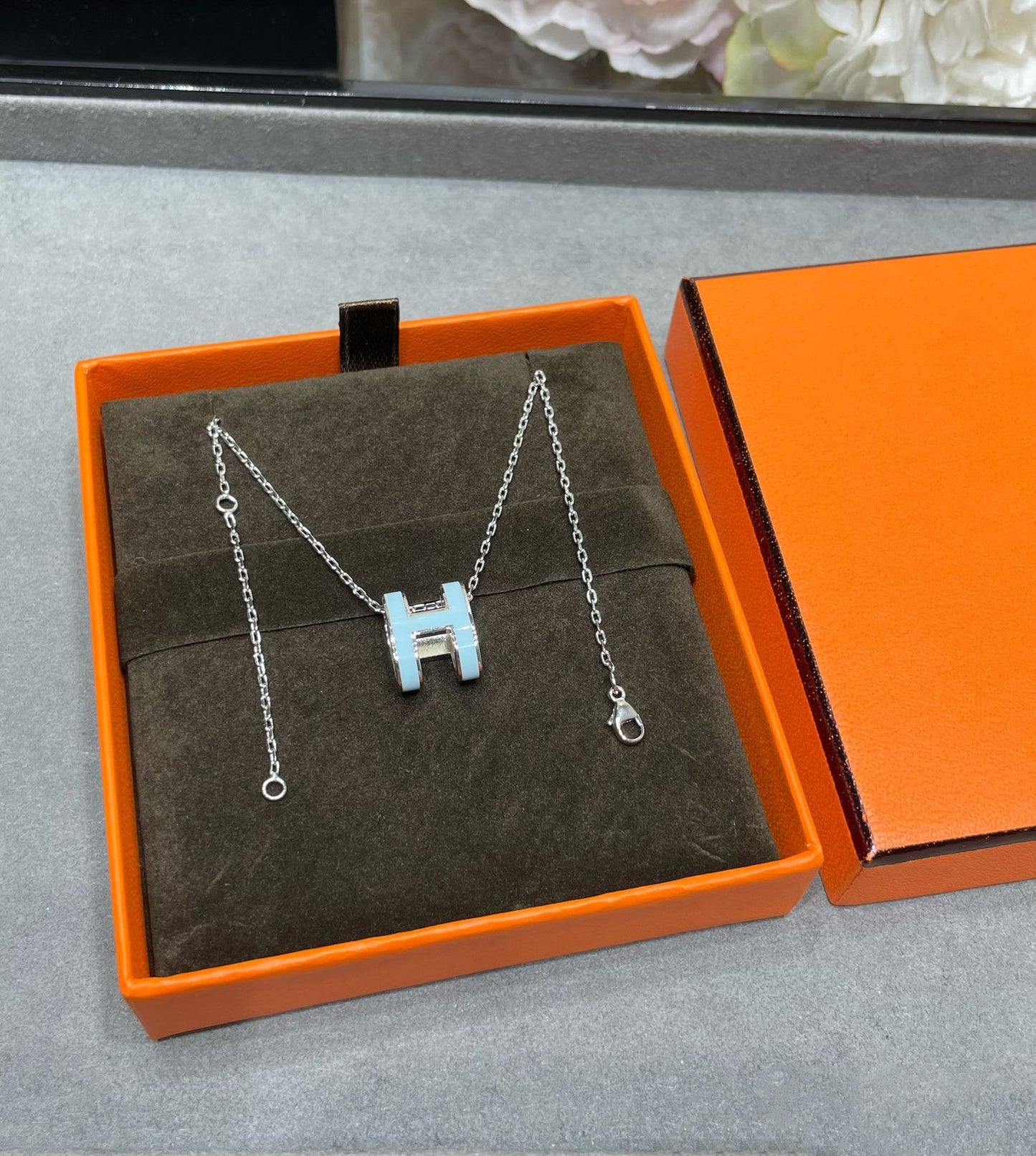 [Royal Jewelry]POP H SKY BLUE NECKLACE