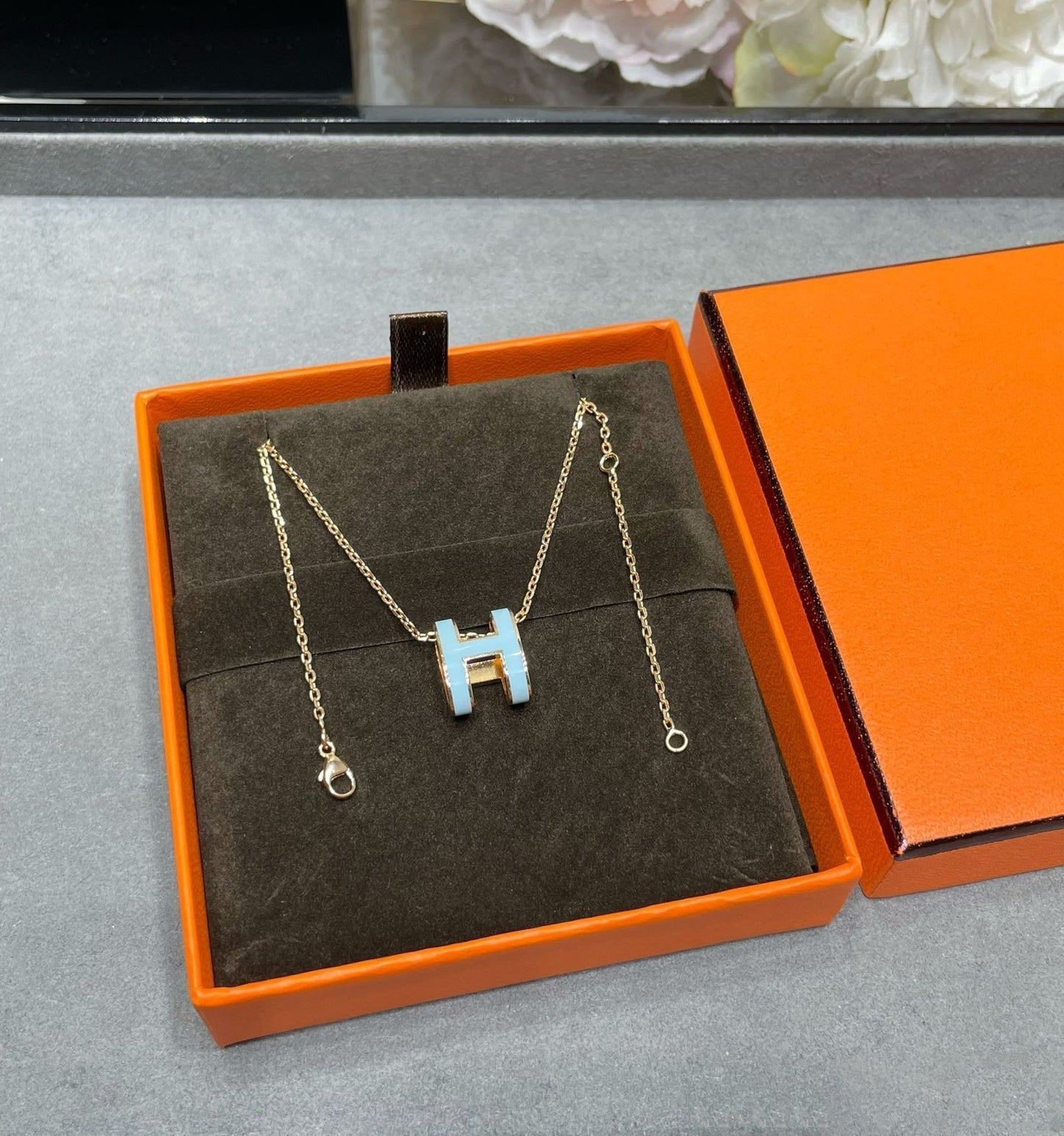 [Royal Jewelry]POP H SKY BLUE NECKLACE